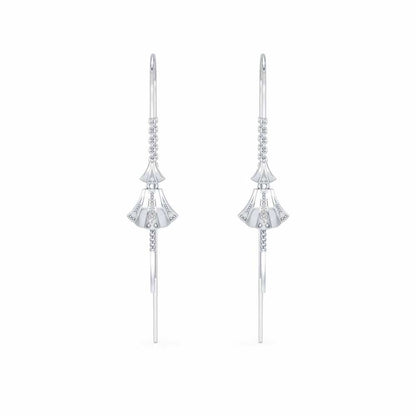 Commit Silver Dangler Earrings - White Gold - Image 1