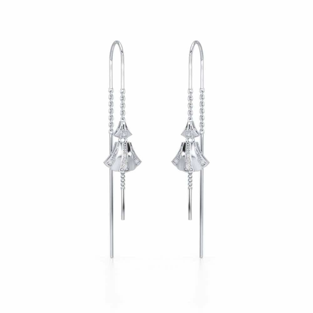 Commit Silver Dangler Earrings - White Gold - Image 2