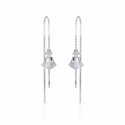 Commit Silver Dangler Earrings - White Gold - Image 2
