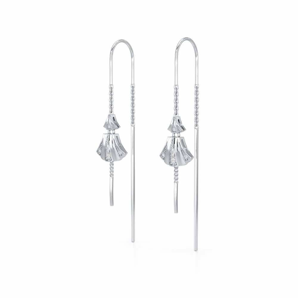 Commit Silver Dangler Earrings - White Gold - Image 3