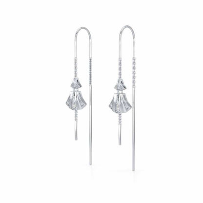 Commit Silver Dangler Earrings - White Gold - Image 3