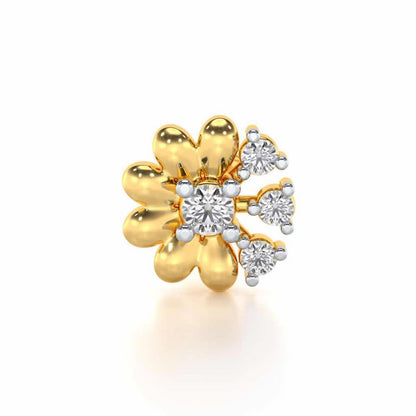 Complete Floret Silver Nosepin - Yellow Gold - Image 1
