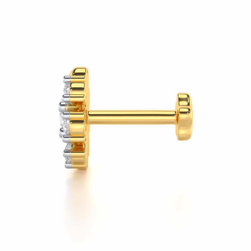 Complete Floret Silver Nosepin - Yellow Gold - Image 3