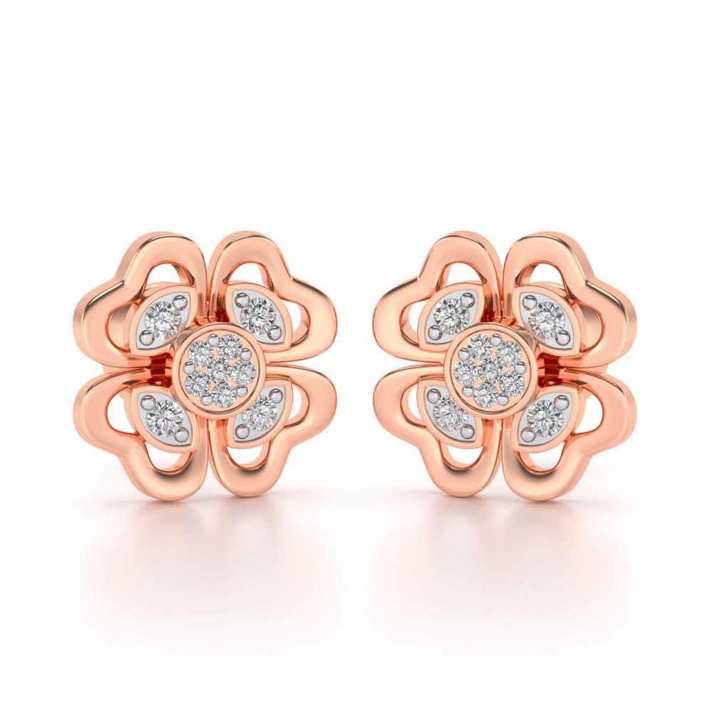 Confalted Hearts Silver Studs - Rose Gold - Image 1