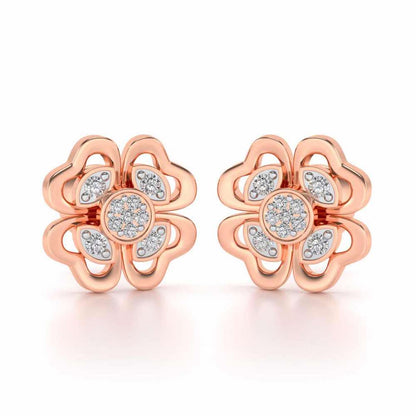 Confalted Hearts Silver Studs - Rose Gold - Image 1