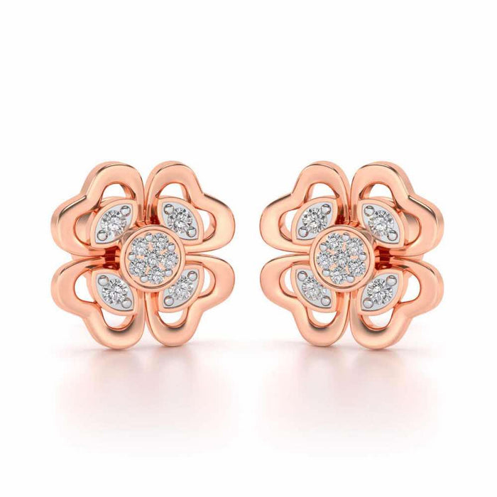 Confalted Hearts Silver Studs - Rose Gold - Image 1