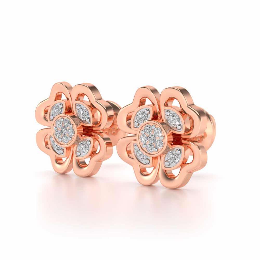 Confalted Hearts Silver Studs - Rose Gold - Image 3