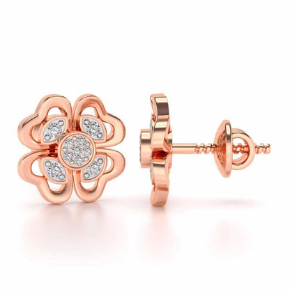 Confalted Hearts Silver Studs - Rose Gold - Image 4