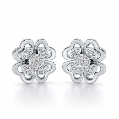Confalted Hearts Silver Studs - White Gold - Image 1