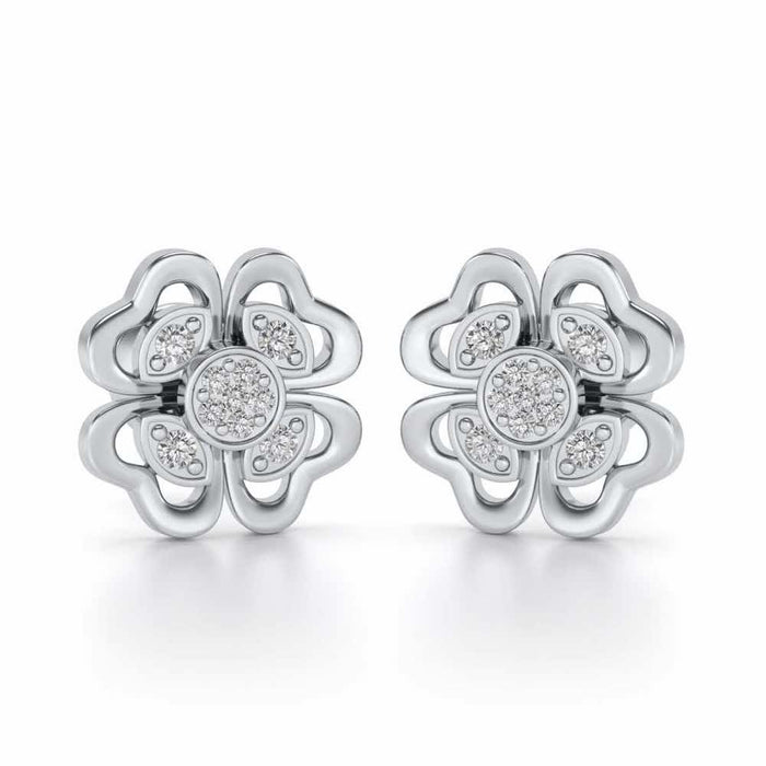 Confalted Hearts Silver Studs - White Gold - Image 1