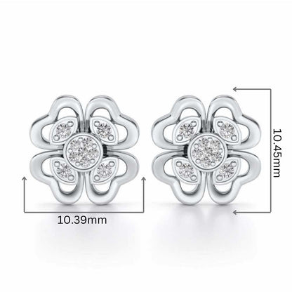 Confalted Hearts Silver Studs - White Gold - Image 2