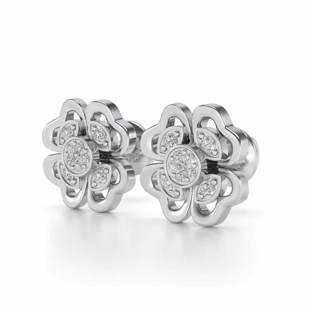Confalted Hearts Silver Studs - White Gold - Image 3
