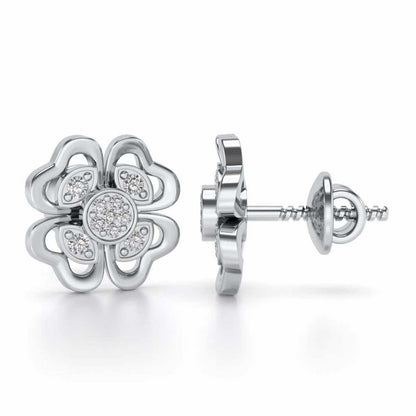Confalted Hearts Silver Studs - White Gold - Image 4
