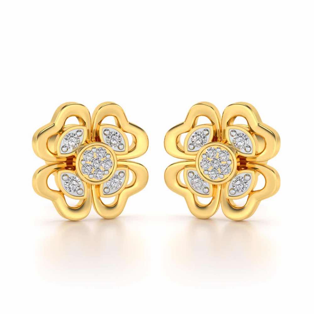 Confalted Hearts Silver Studs - Yellow Gold - Image 1