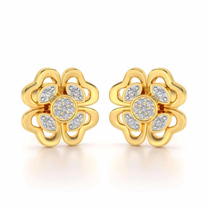 Confalted Hearts Silver Studs - Yellow Gold - Image 1