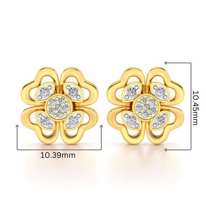 Confalted Hearts Silver Studs - Yellow Gold - Image 2