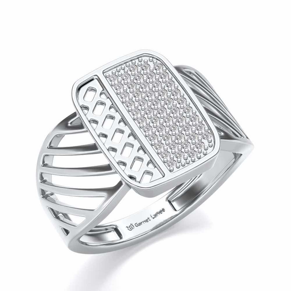 Confront Silver Ring For Men - White Gold - Image 1