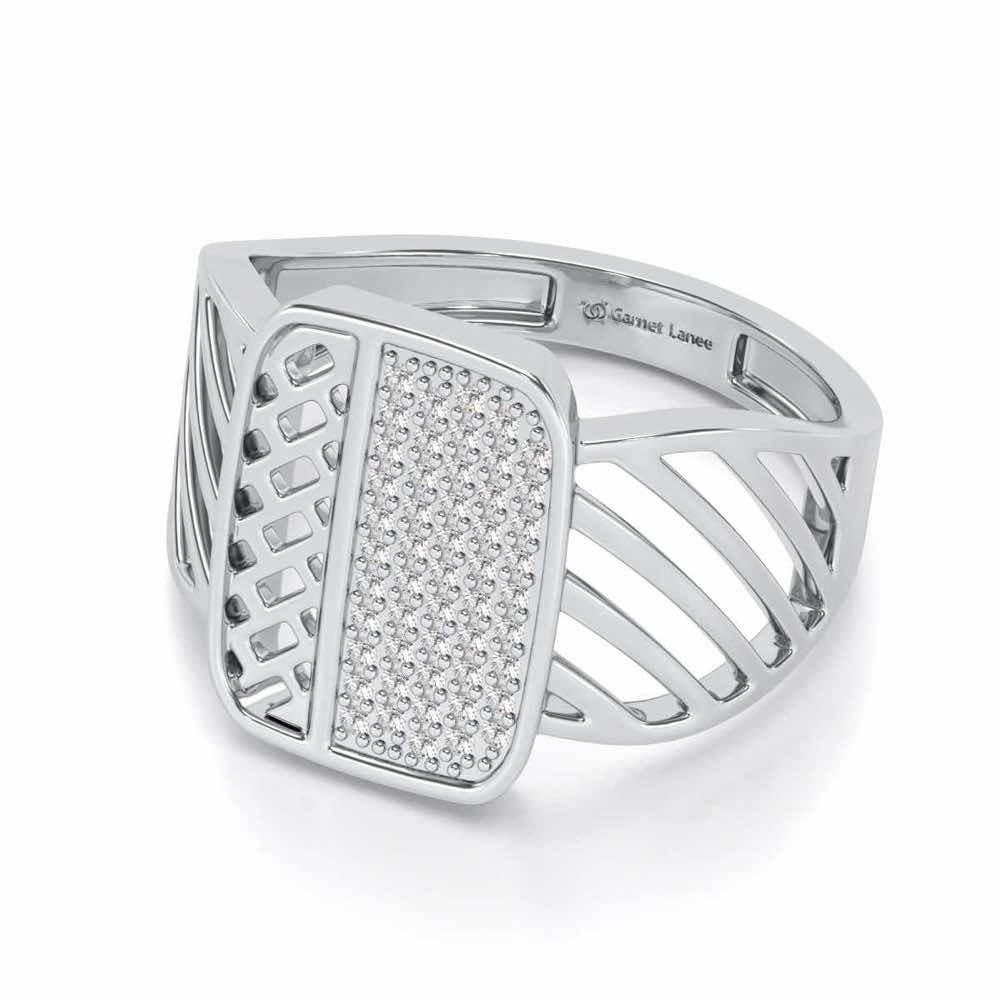 Confront Silver Ring For Men - White Gold - Image 2