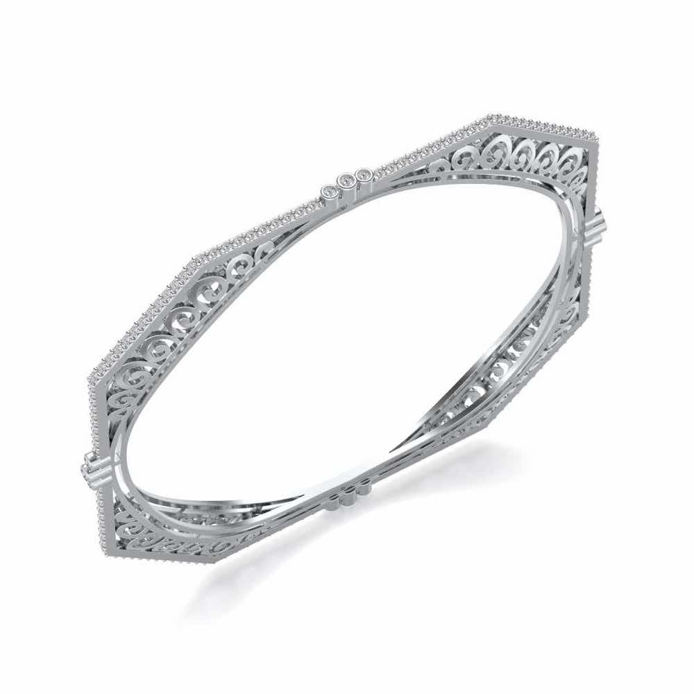 Constellation Silver Bangles - White Gold - Image 1