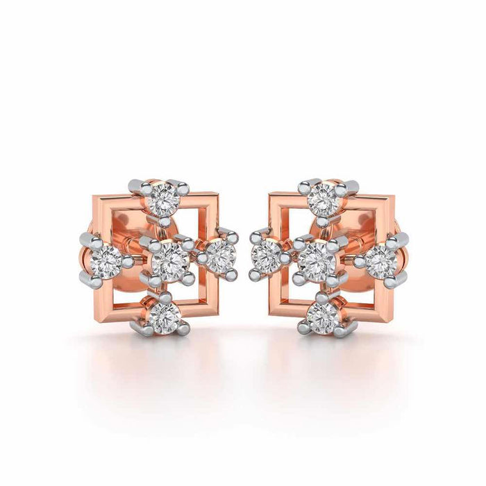 Contemporary Square Silver Earrings - Rose Gold - Image 1