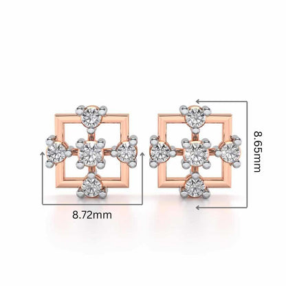 Contemporary Square Silver Earrings - Rose Gold - Image 2