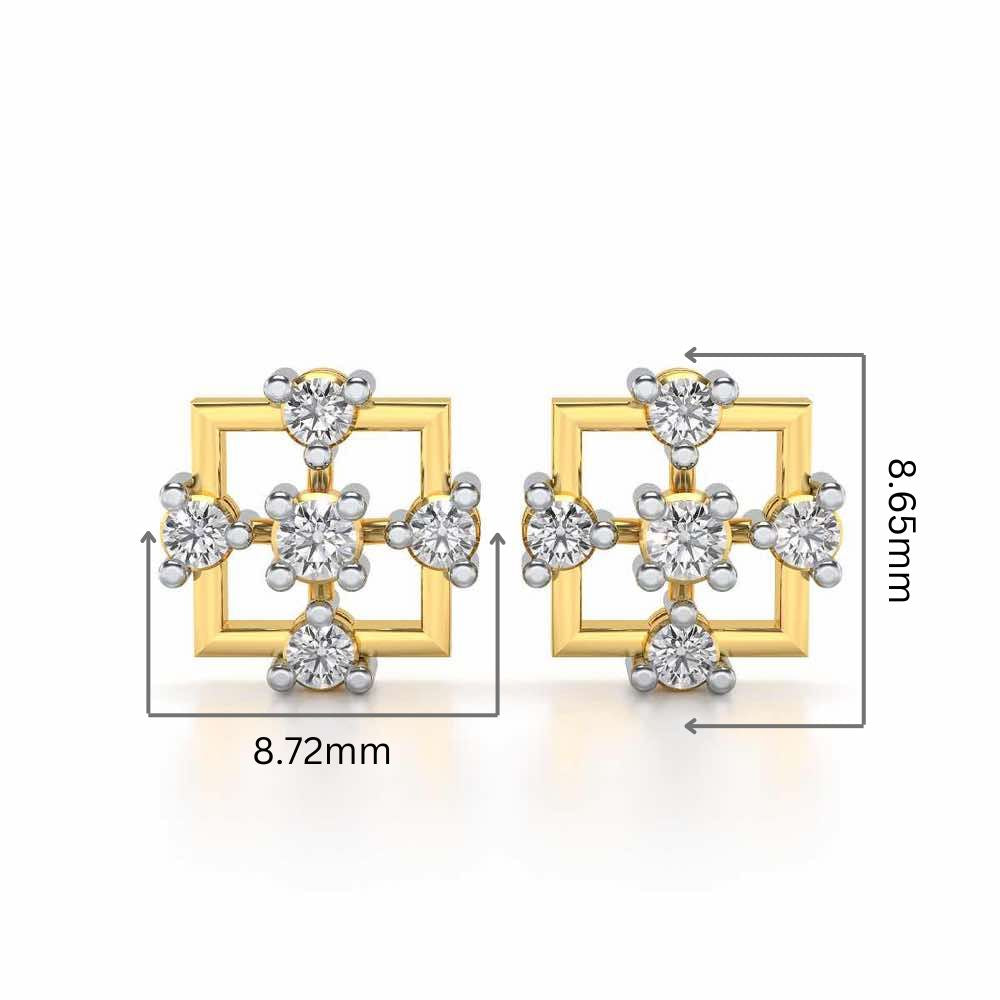 Contemporary Square Silver Earrings - Yellow Gold - Image 2