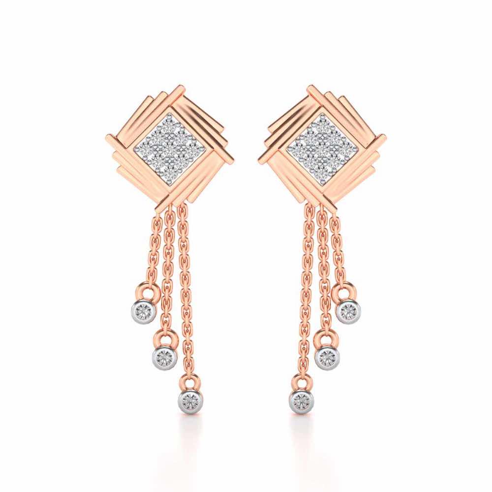 Contemporary Swirl Dangler Earrings - Rose Gold - Image 1