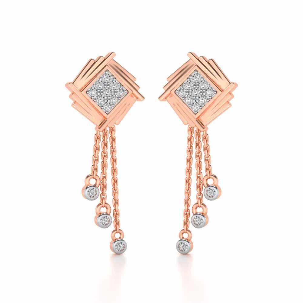 Contemporary Swirl Dangler Earrings - Rose Gold - Image 2