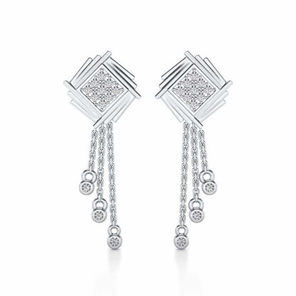 Contemporary Swirl Dangler Earrings - White Gold - Image 1