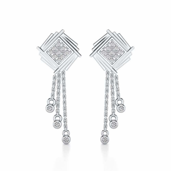 Contemporary Swirl Dangler Earrings - White Gold - Image 1