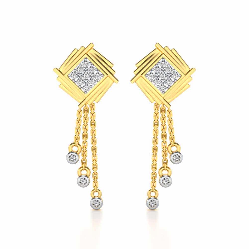 Contemporary Swirl Dangler Earrings - Yellow Gold - Image 1
