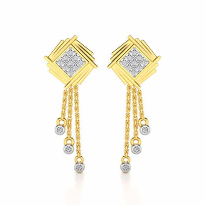 Contemporary Swirl Dangler Earrings - Yellow Gold - Image 1