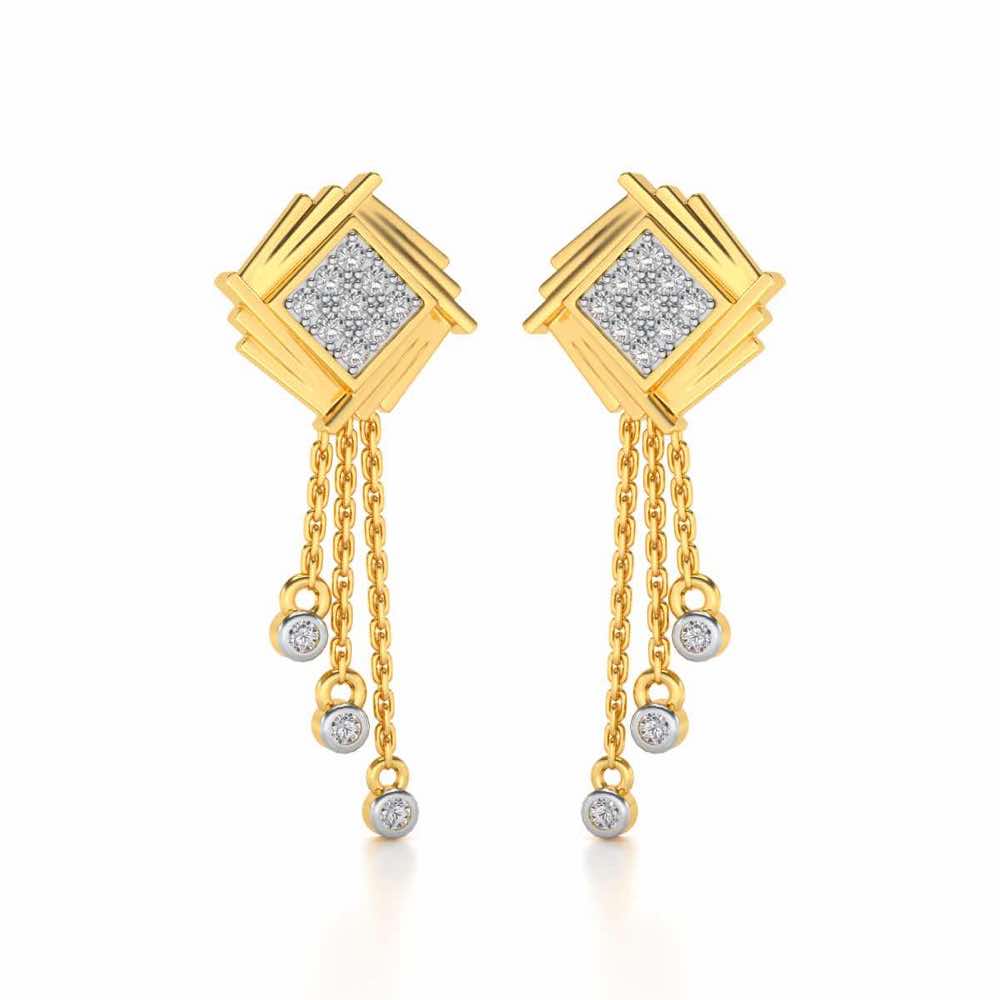 Contemporary Swirl Dangler Earrings - Yellow Gold - Image 2