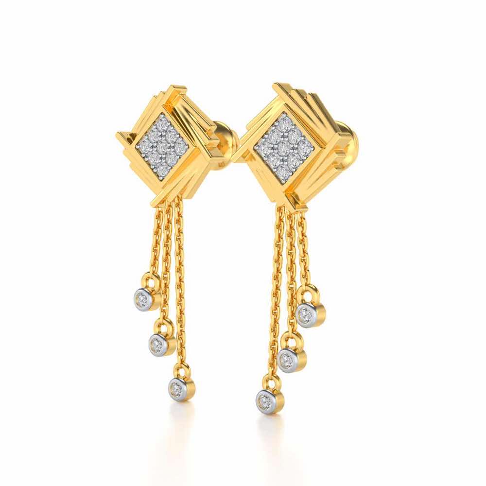 Contemporary Swirl Dangler Earrings - Yellow Gold - Image 3