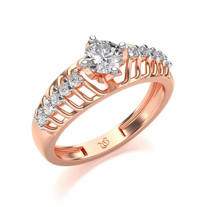 Coronated Solitaire Silver Ring - Rose Gold - Image 1