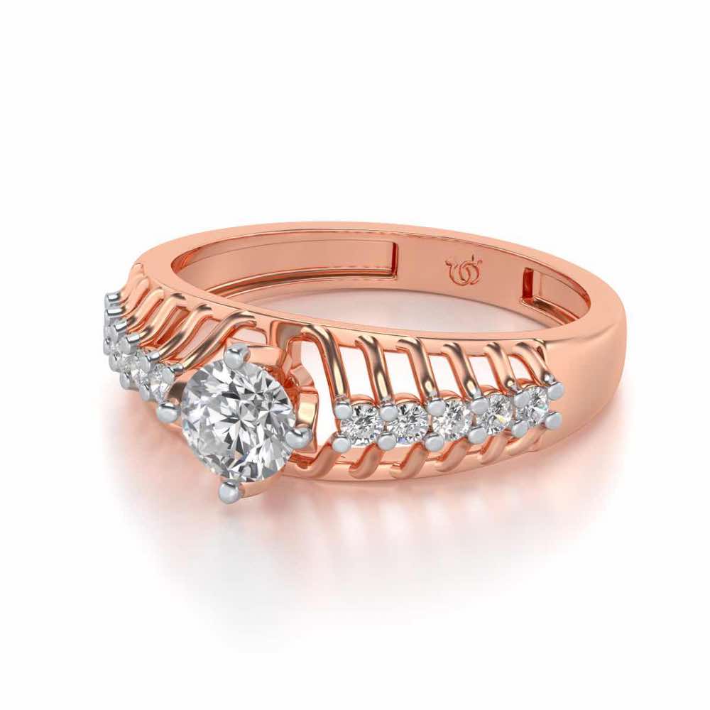 Coronated Solitaire Silver Ring - Rose Gold - Image 2