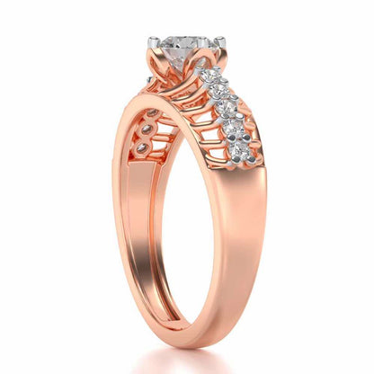 Coronated Solitaire Silver Ring - Rose Gold - Image 3