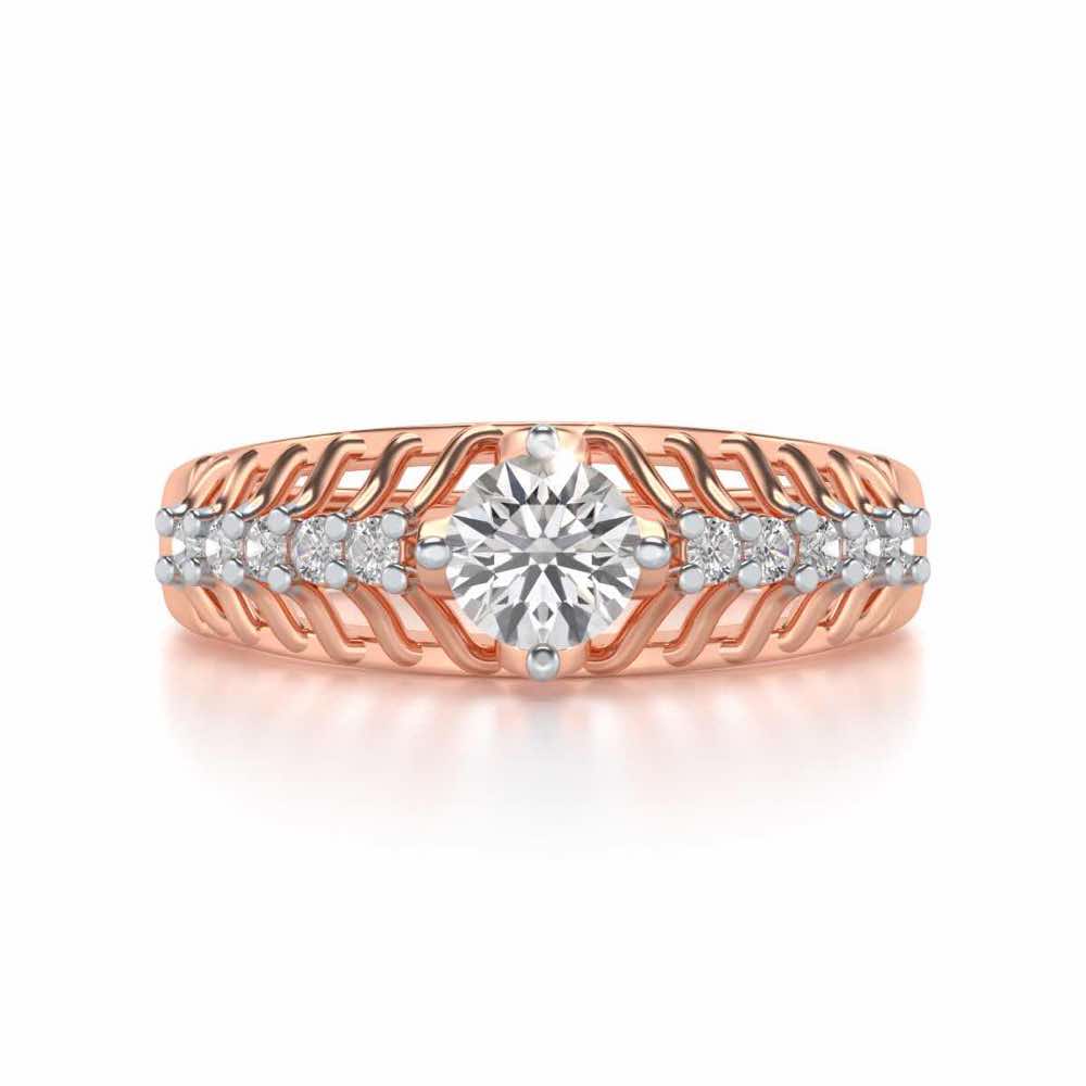 Coronated Solitaire Silver Ring - Rose Gold - Image 4