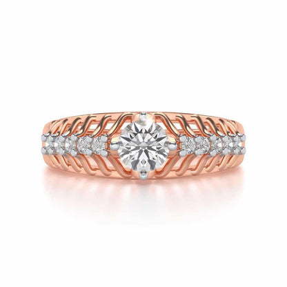 Coronated Solitaire Silver Ring - Rose Gold - Image 4