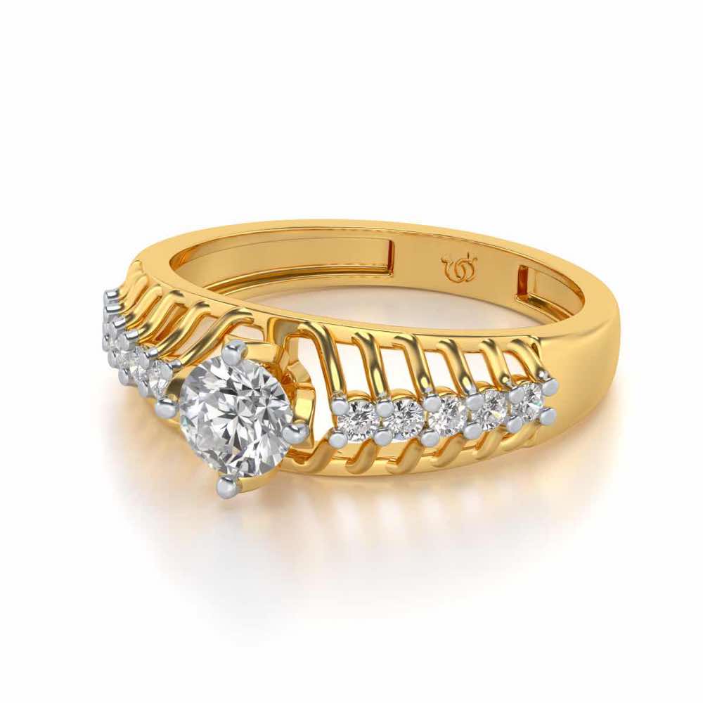 Coronated Solitaire Silver Ring - Yellow Gold - Image 2