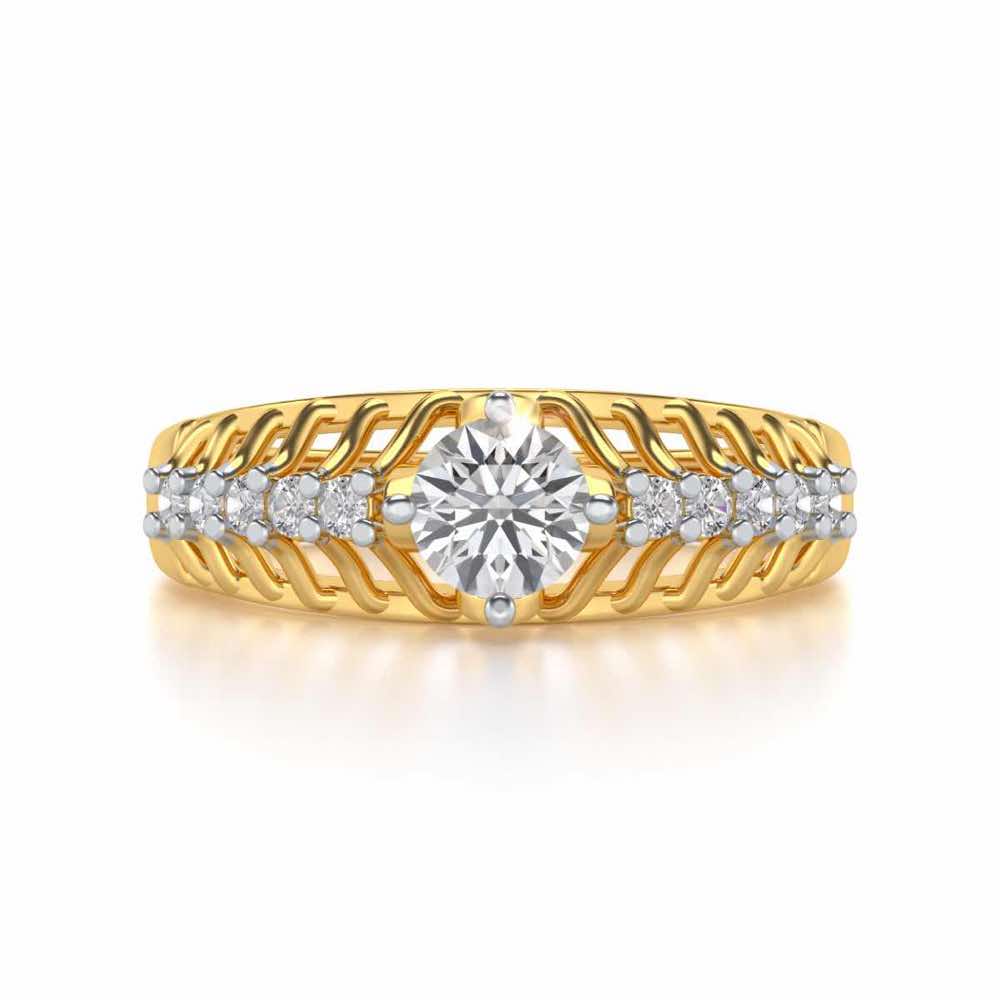 Coronated Solitaire Silver Ring - Yellow Gold - Image 4