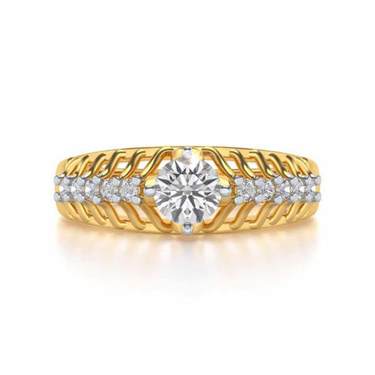 Coronated Solitaire Silver Ring - Yellow Gold - Image 4