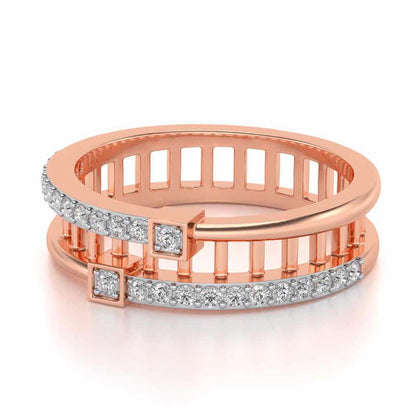 Corrugated Silver Band Ring - Rose Gold - Image 2
