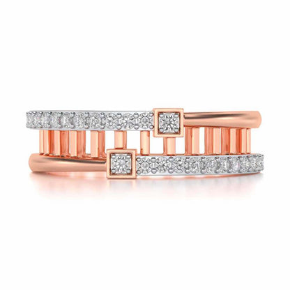 Corrugated Silver Band Ring - Rose Gold - Image 4