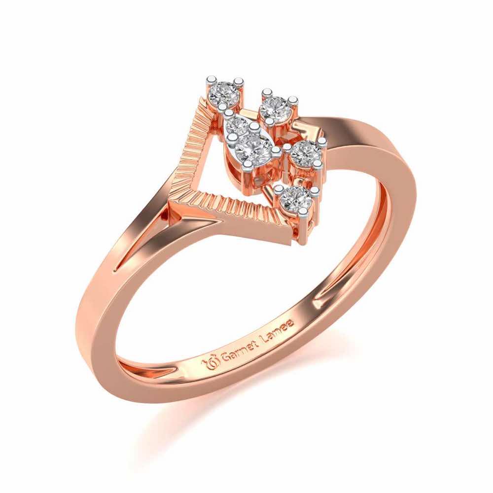 Corrugated Shine Silver Ring - Rose Gold - Image 1