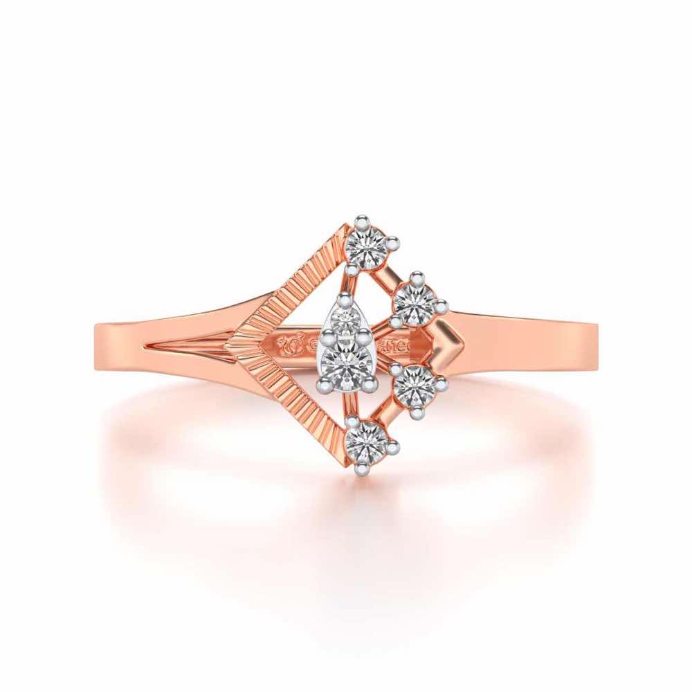 Corrugated Shine Silver Ring - Rose Gold - Image 4