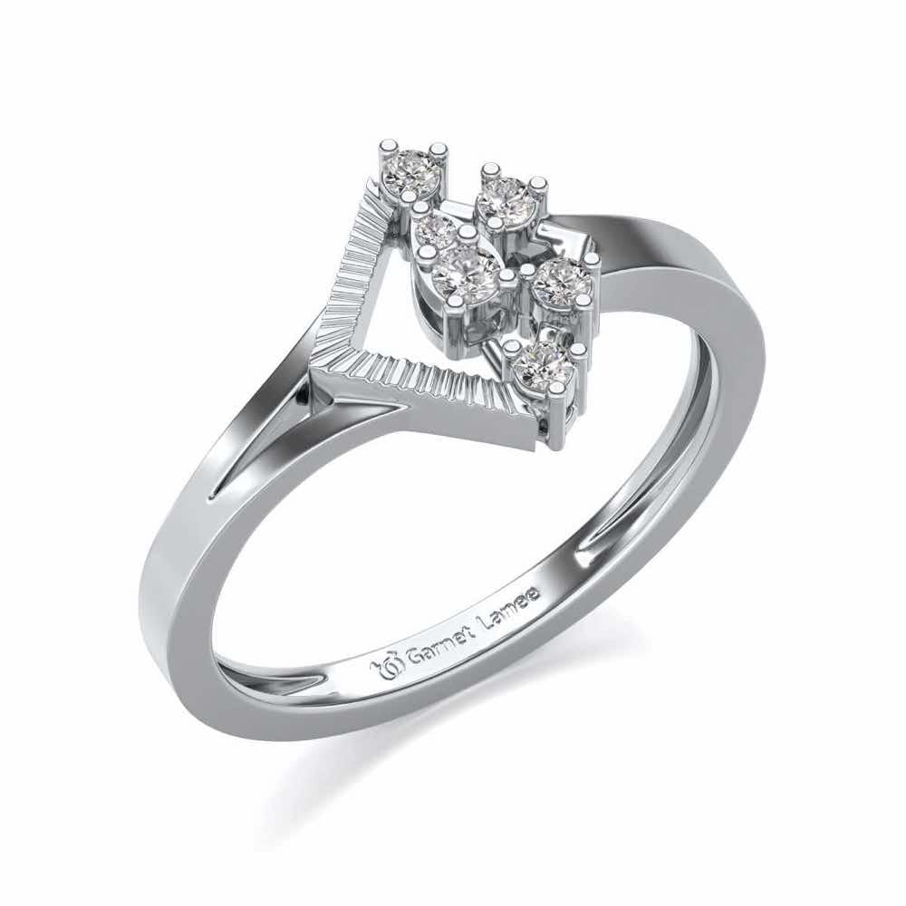 Corrugated Shine Silver Ring - White Gold - Image 1
