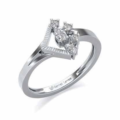 Corrugated Shine Silver Ring - White Gold - Image 1