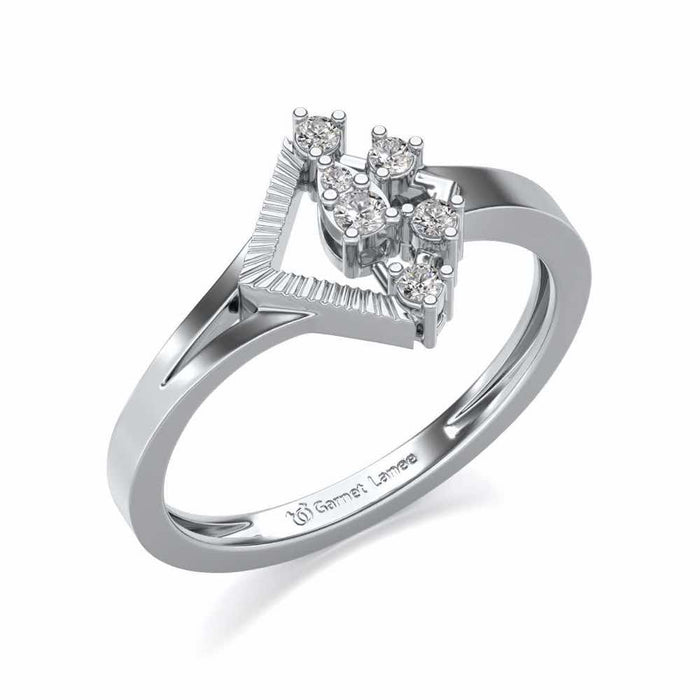 Corrugated Shine Silver Ring - White Gold - Image 1