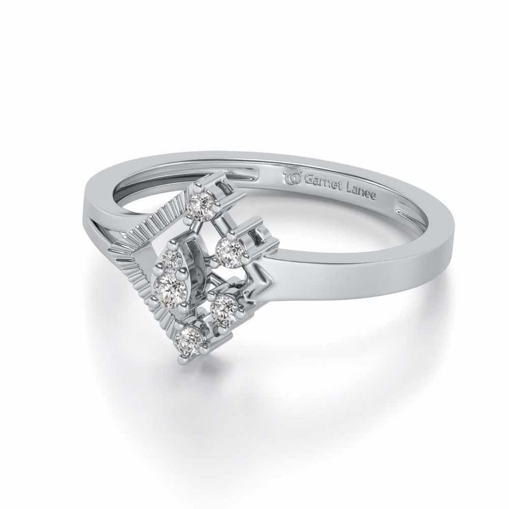 Corrugated Shine Silver Ring - White Gold - Image 2